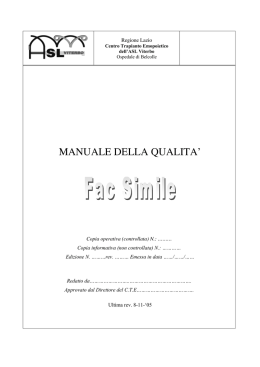 Manuale della Qualit&agrave;