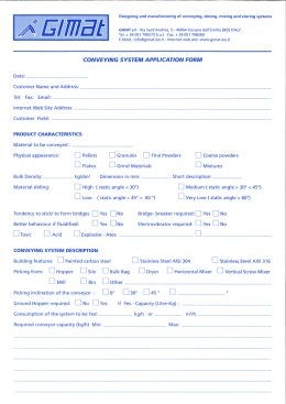 CONVEYING SYSTEM APPLICATION FORM