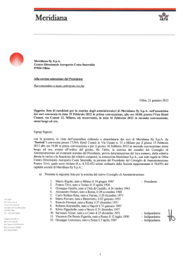 Assemblea 15/16 febbraio 2012 - Lista candidati Meridiana S.p.A.