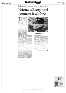 Veleno di serpenti contro il dolore