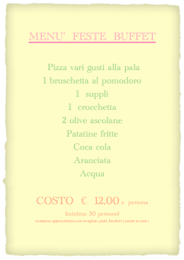 Menu pizza - Circolo Valentini Roma