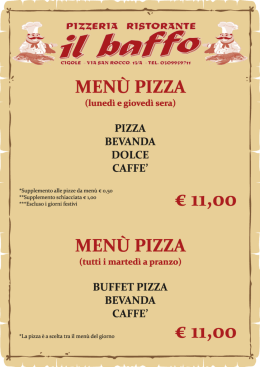 MEN&Ugrave; PIZZA - Ristorante IL BAFFO