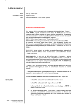 Curriculum vitae prof. Aurelio Liguori