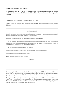 Delib.GR 17 settembre 2003, n. 1315 . L. 8 febbraio 2001, n. 21. DM