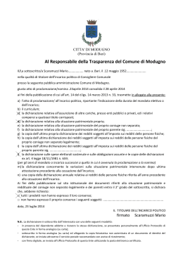 Al Responsabile della Trasparenza del Comune di Modugno