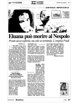 ELUANA. Può morire al Nespolo - Forum delle Associazioni Familiari