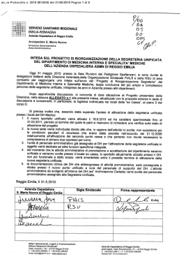 Intesa sul progetto di riorganizzazione della Segreteria Unificata del
