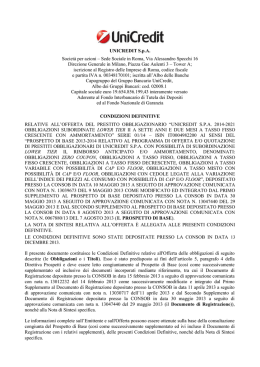 UniCredit SpA 2014-2021 Obbligazioni Subordinate Lower Tier II a