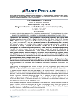 Subordinata - Obbligazioni Banco Popolare