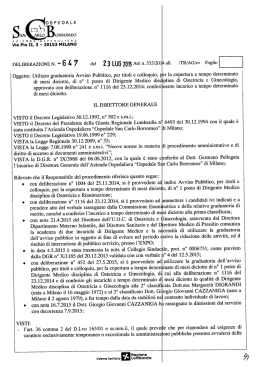 Utilizzo graduatoria - Ospedale San Carlo Borromeo