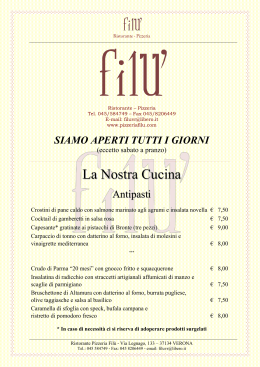 MENU` RISTORANTE PIZZERIA - Ristorante Pizzeria Filù