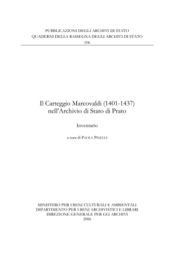 Il Carteggio Marcovaldi (1401-1437) nell`Archivio di Stato di Prato