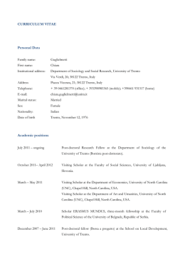 CURRICULUM VITAE Personal Data Academic positions