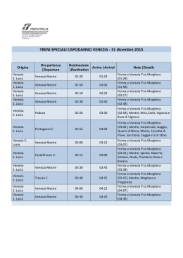 TRENI SPECIALI CAPODANNO VENEZIA - 31 dicembre