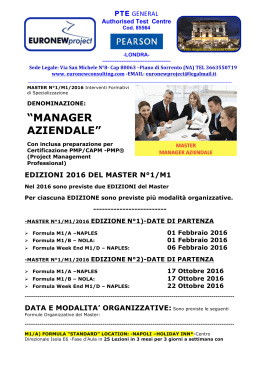 Presentaz Compl Master N.1) "MANAGER AZIENDALE"