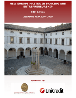 NEW EUROPE MASTER IN BANKING AND ENTREPRENEURSHIP