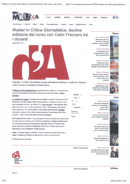 Master in Critica Giornalistica, decima