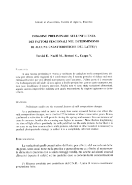 Indagine preliminare sull`influenza dei fattori stagionali nel
