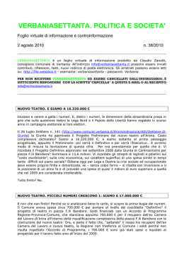 VERBANIASETTANTA. POLITICA E SOCIETA`