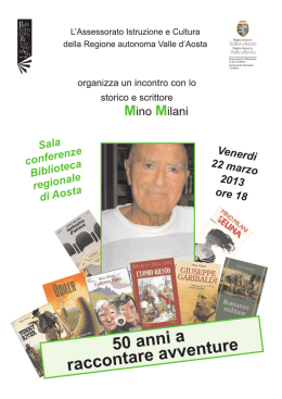 Locandina incontro con lo scrittore Mino Milani