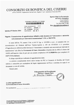 Comunicazione di aggiudicazione definitiva della fornitura di