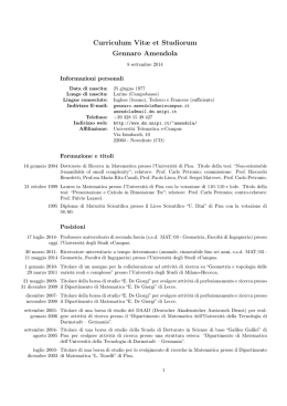 Curriculum Vit&aelig; et Studiorum Gennaro Amendola