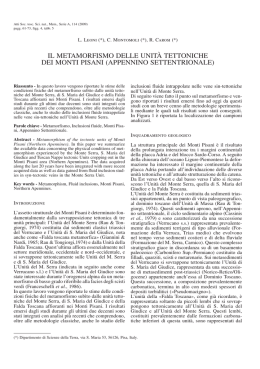 IL METAMORFISMO DELLE UNIT&agrave; TETTONIChE DEI MONTI