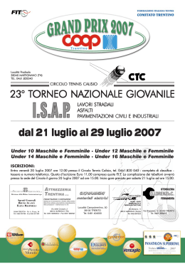 Torneo Calisio giovanile dal 21 al 29 luglio 2007