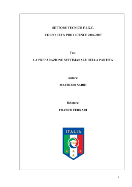 la preparazione settimanale della partita
