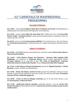 Il programma ufficiale della 62 a edizione del Carnevale di