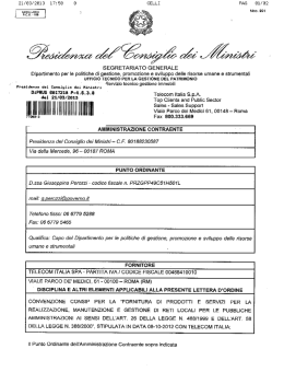 Lettera d`ordine - La Presidenza del Consiglio dei Ministri