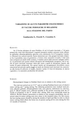 variazione di alcuni parametri ematochimici in vacche podoliche in