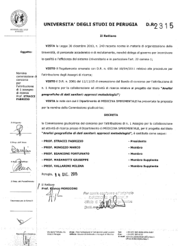 Oggetto: - Universit&agrave; degli Studi di Perugia
