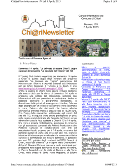 Canale informativo del Comune di Chiari Numero 174 8 Aprile 2013