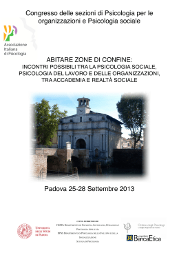 Congresso delle sezioni di Psicologia per le organizzazioni e
