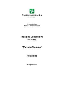 Indagine Conoscitiva &ldquo;Metodo Stamina&rdquo; Relazione