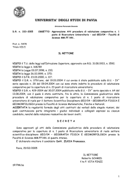 UNIVERSITA` DEGLI STUDI DI PAVIA - Universit&agrave; degli studi di Pavia