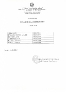 Risultati esami sospensione del giudizio a.s.2014-2015