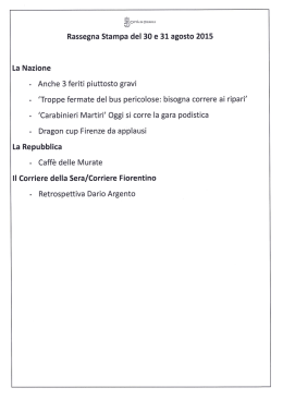 domenica 30 e lunedì 31 agosto 2015