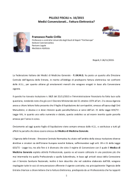 PILLOLE FISCALI n. 16/2015 Medici Convenzionati