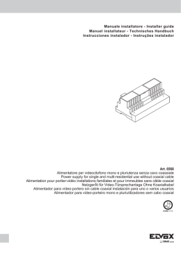 Manuale installatore - Installer guide Manuel installateur