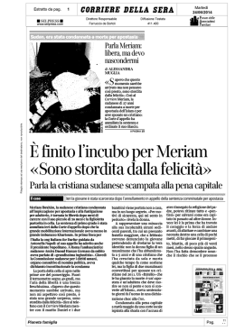 MERIAM. &Egrave; finito l`incubo - Forum delle Associazioni Familiari
