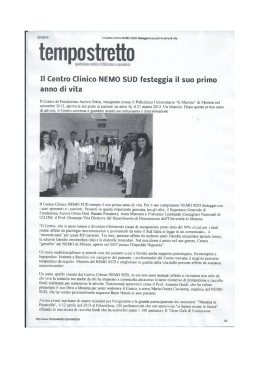 Il Centro Clinico MEMO SUD festeggia il suo primo anno di vita