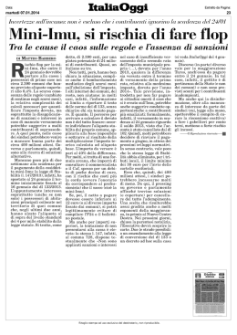 Mini-Imu, si rischia di fare flop