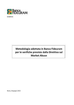 Metodologia adottata in Banca Fideuram per le - edocet