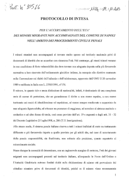 Protocollo di intesa per accertamento dell` età dei minori