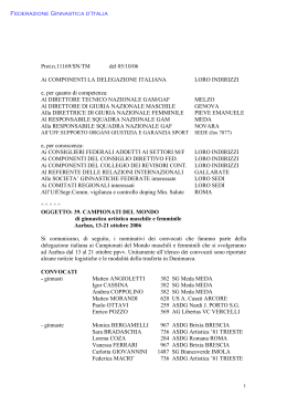 Federazione Ginnastica d`Italia Prot.n.11169/SN/TM del 05/10/06 Ai