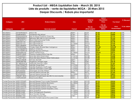 Product List - MEGA Liquidation Sale - March 20, 2015