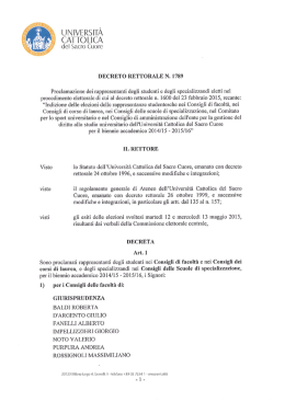 Decreto rettorale n. 1789 - Università Cattolica del Sacro Cuore