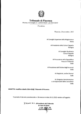 Tribunale di Piacenza - Ordine degli Avvocati di PIACENZA